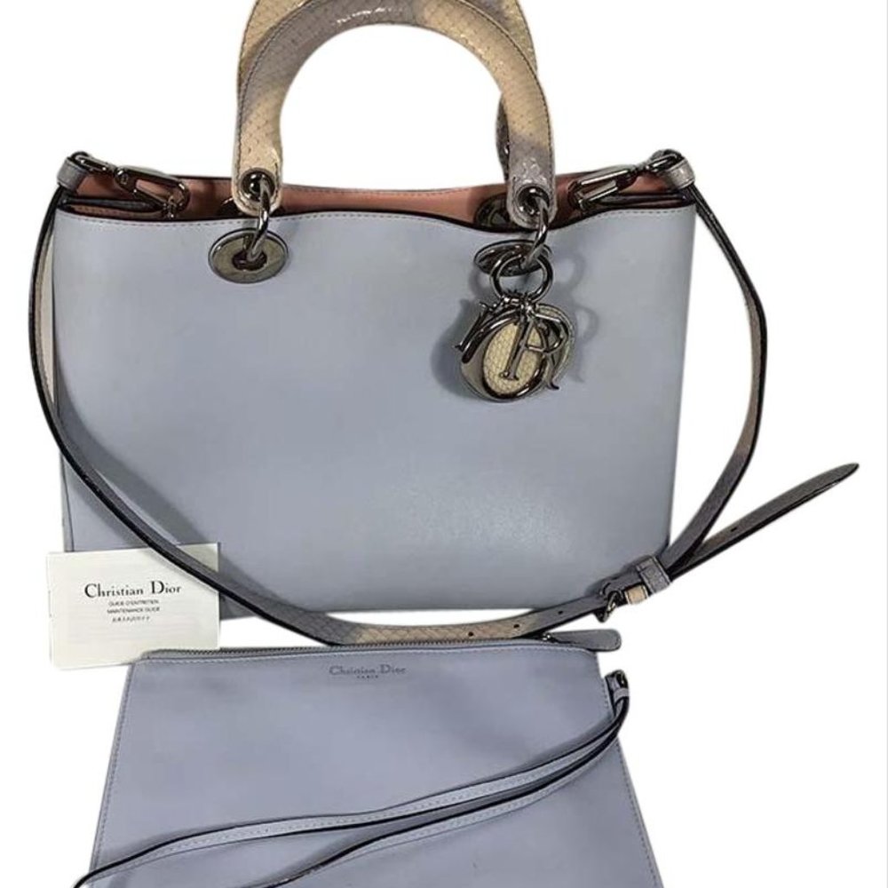 Dior Medium Diorissimo Blue Calfskin Python Multi… - image 2